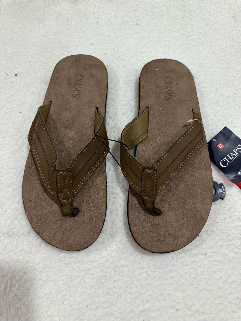 Chaps Men's Brown Flip Flop Sandals